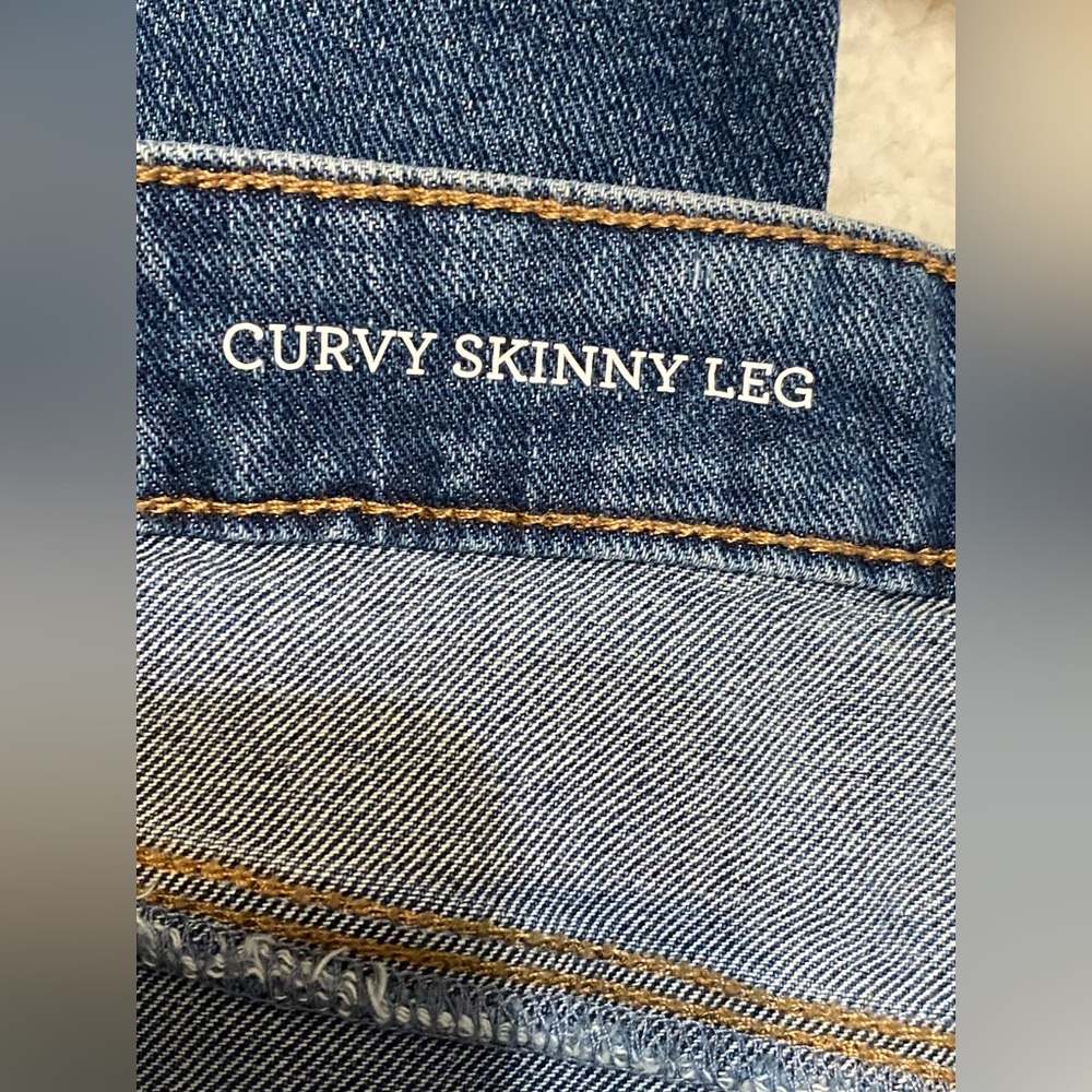 Style & Co. Curvy Ripped Skinny Blue Jeans Mid Rise Tummy Control size 14 - Picture 4 of 16